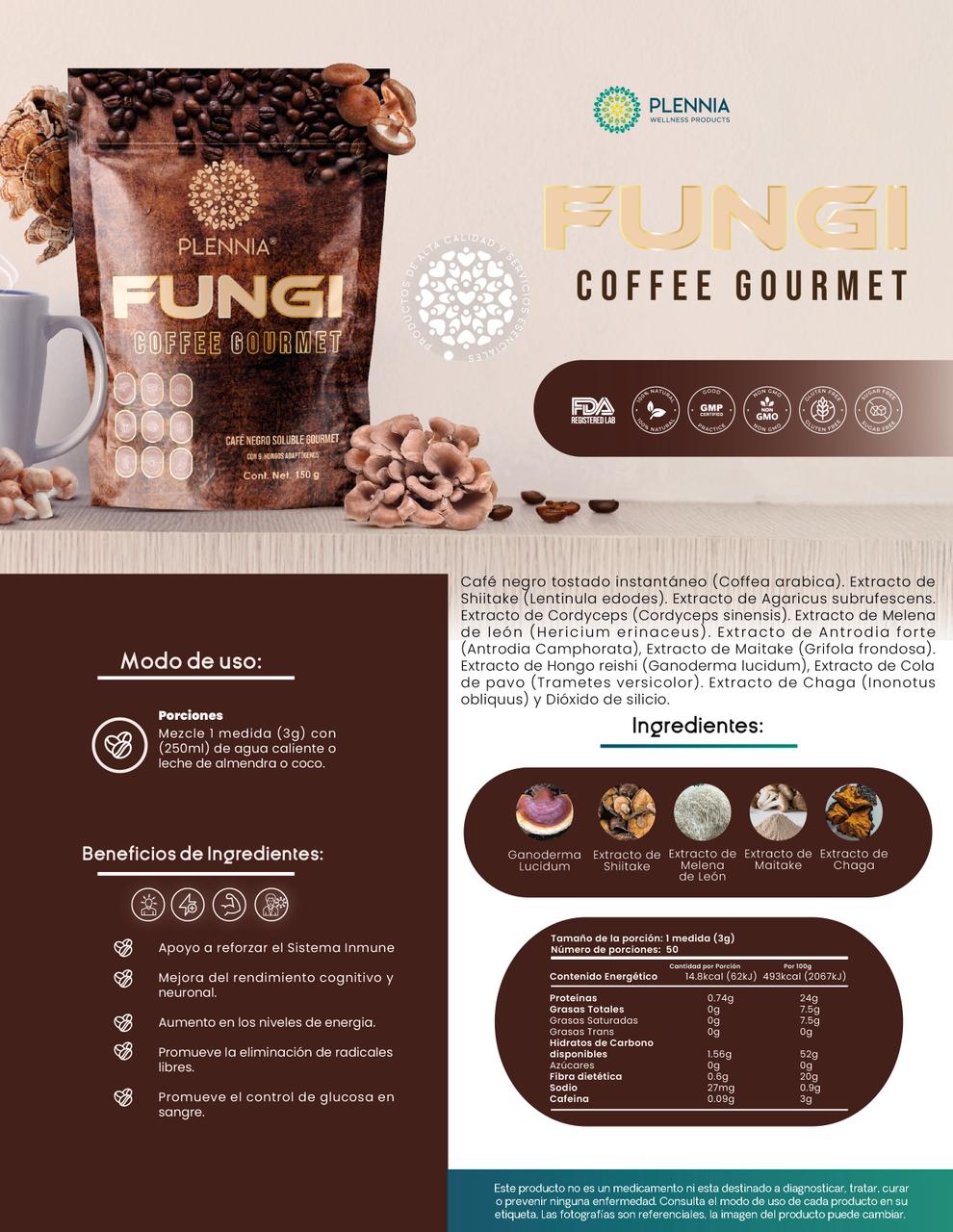 Fungi Coffee | Café con Hongos Adaptógenos para Enfoque y Energía | Plennia MX - Plennia Mexico