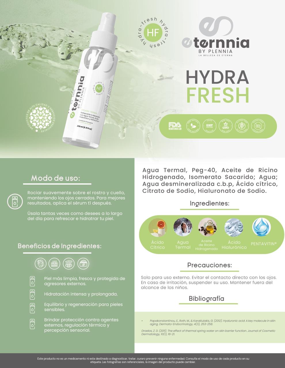 Eternnia Hydra Fresh (200 ml) | Spray Facial Refrescante e Hidratante - Plennia Mexico