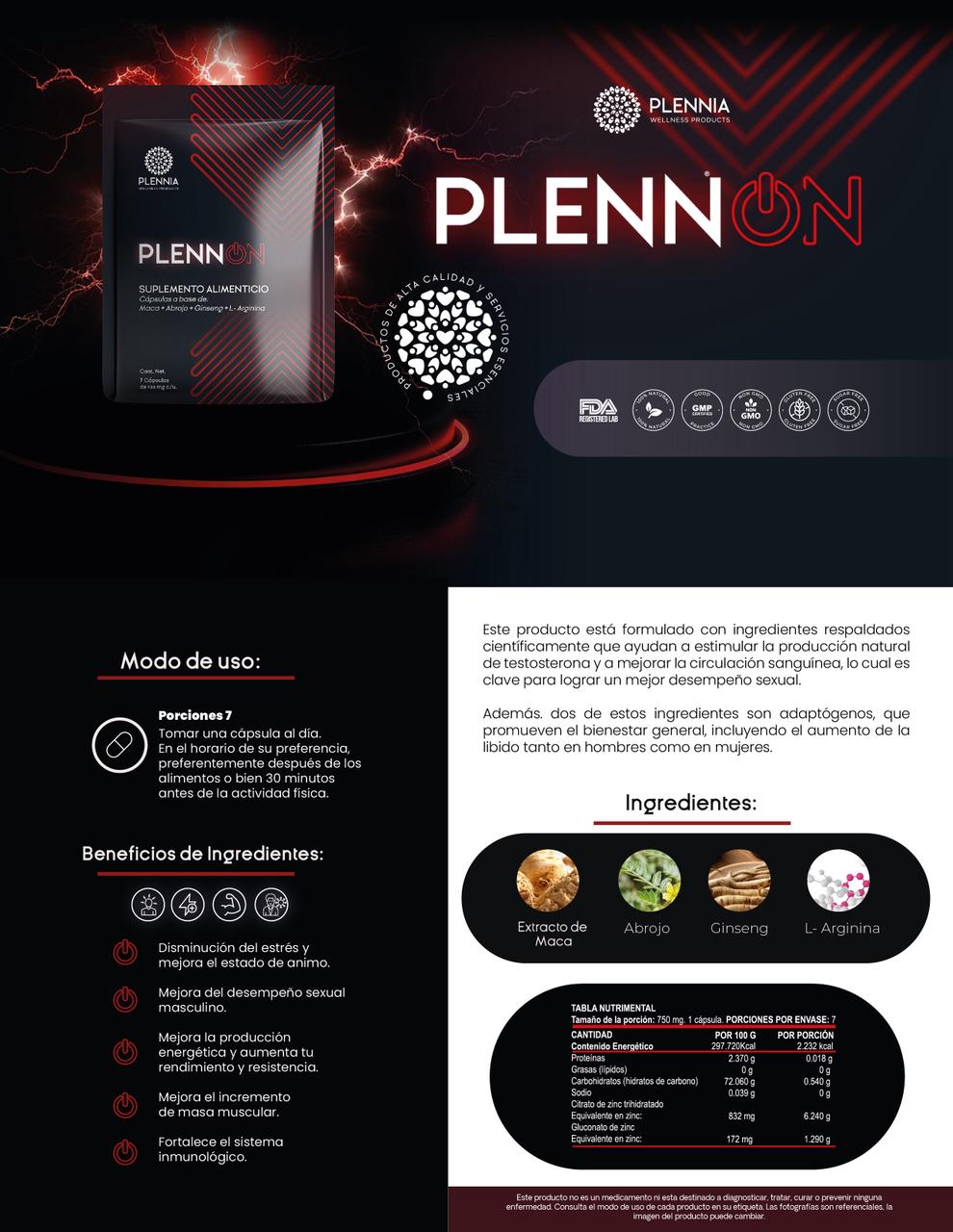 Plenn On | Suplemento para Rendimiento Masculino y Vitalidad | Plennia MX - Plennia Mexico