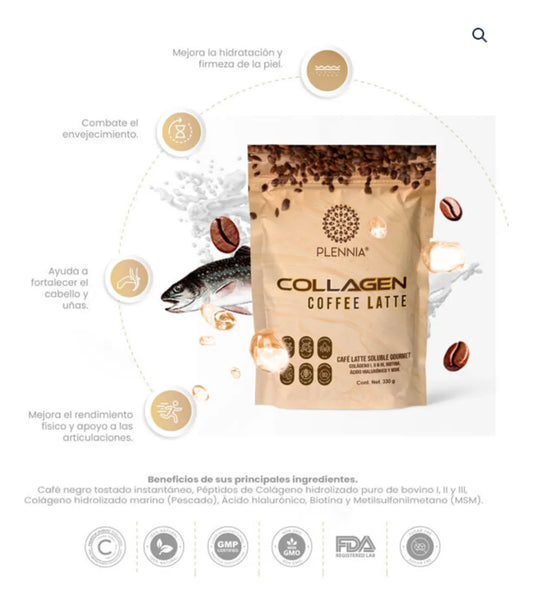 Collagen Coffee Latte | Café Soluble con Colágeno para Piel y Articulaciones - Plennia Mexico