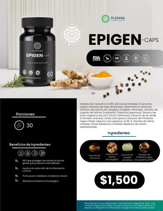Epigen-Caps | Tecnología Envejecimiento | Plennia MX - Plennia Mexico
